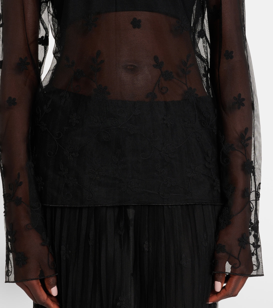 Toteme - Embroidered tulle blouse