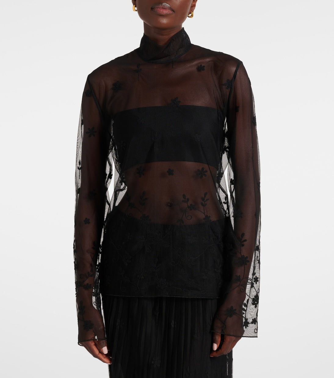 Toteme - Embroidered tulle blouse