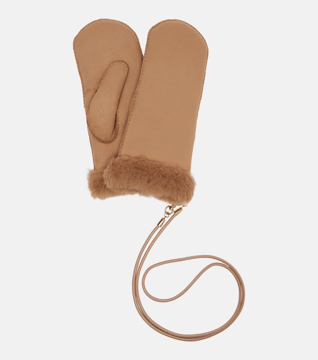 Max Mara - Sand shearling-lined mittens
