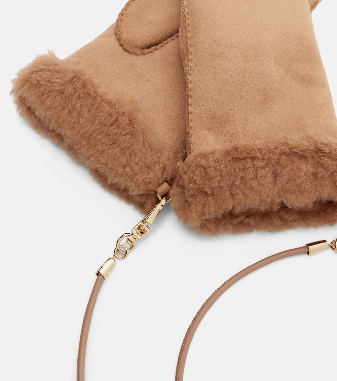 Max Mara - Sand shearling-lined mittens