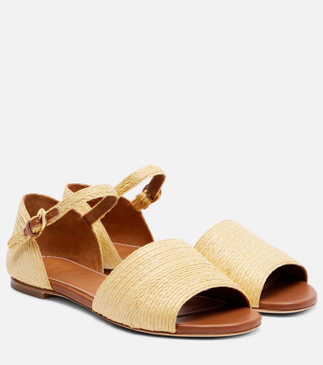 Staud - Catharine raffia and leather sandals