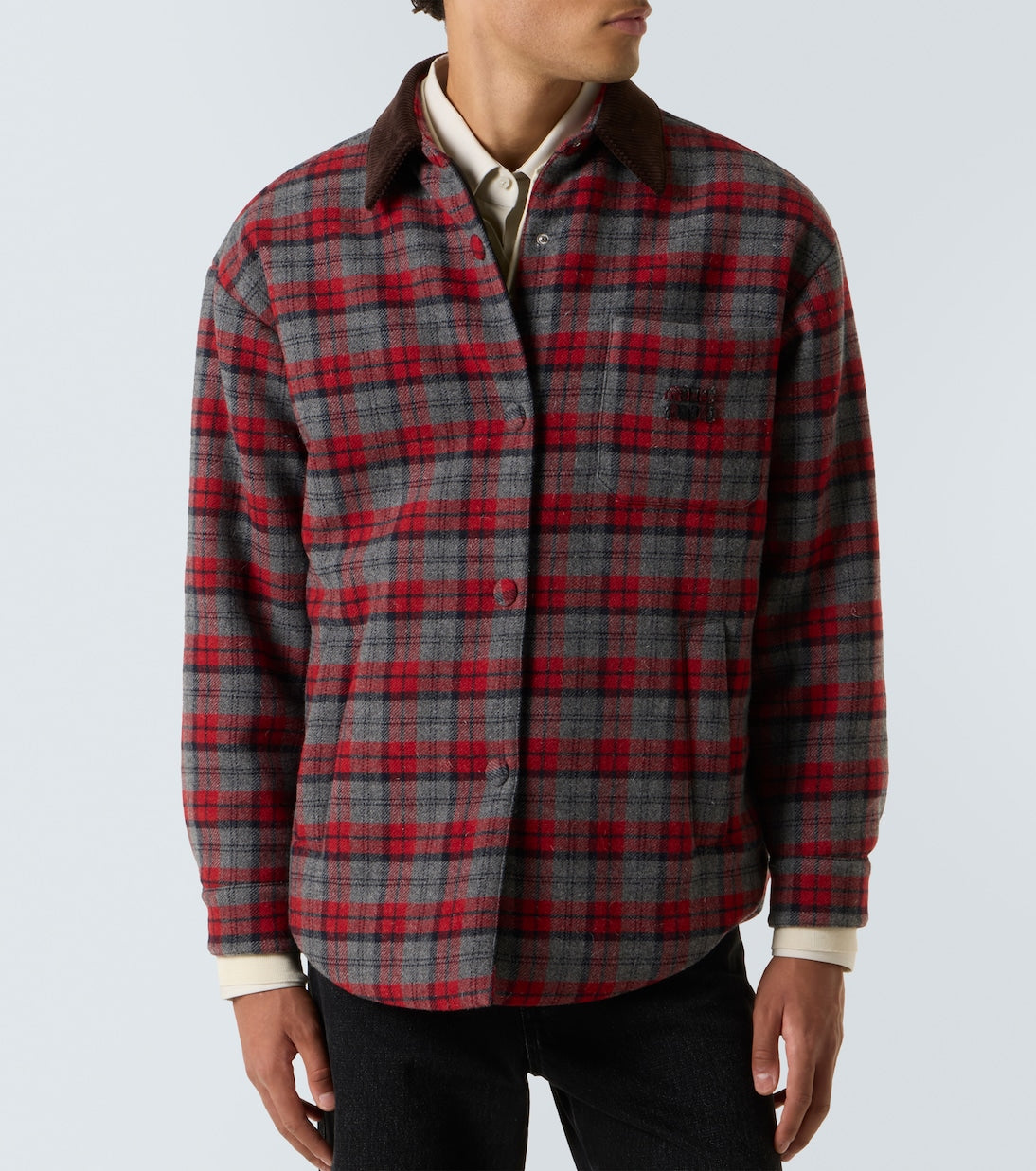 Miu Miu - Plaid virgin wool down overshirt