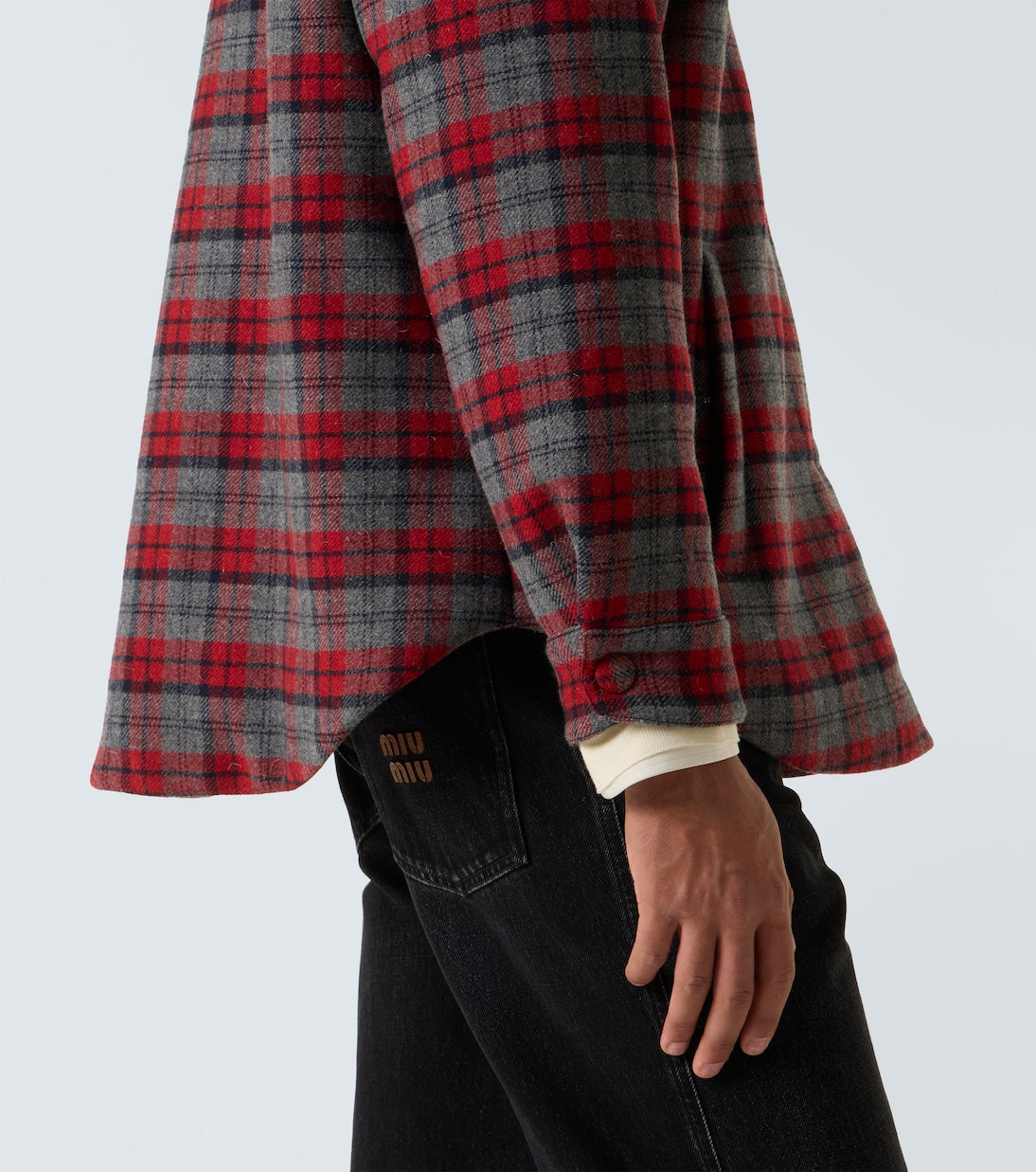 Miu Miu - Plaid virgin wool down overshirt