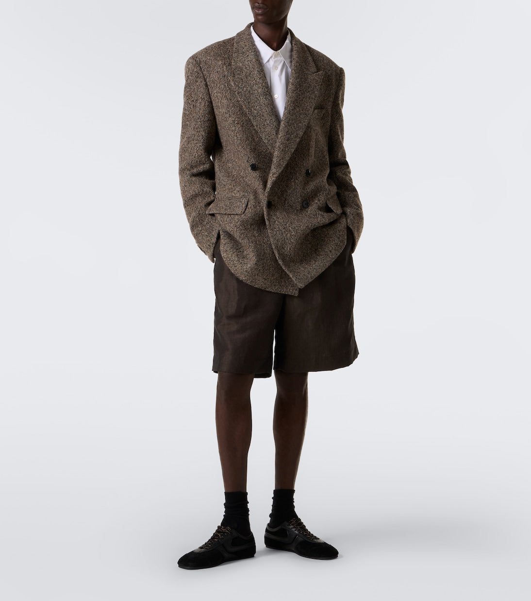 Dries Van Noten - Leather-trimmed suede sneakers