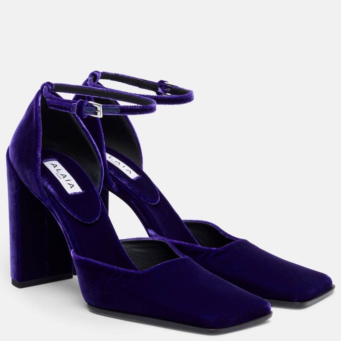 Alaïa - Square 90 velvet pumps