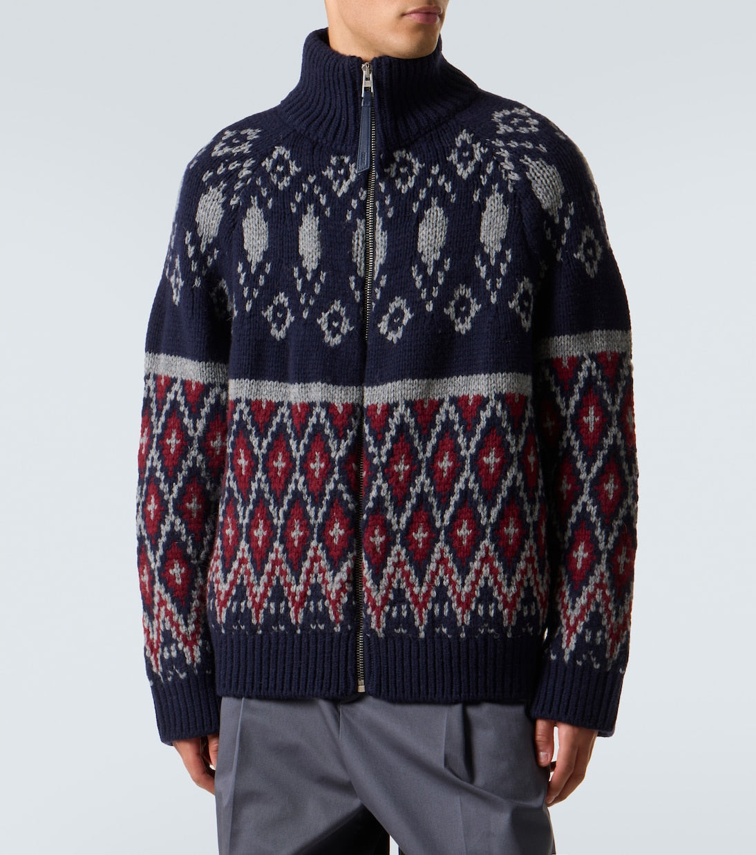 Loewe - Wool jacquard zip-up sweater