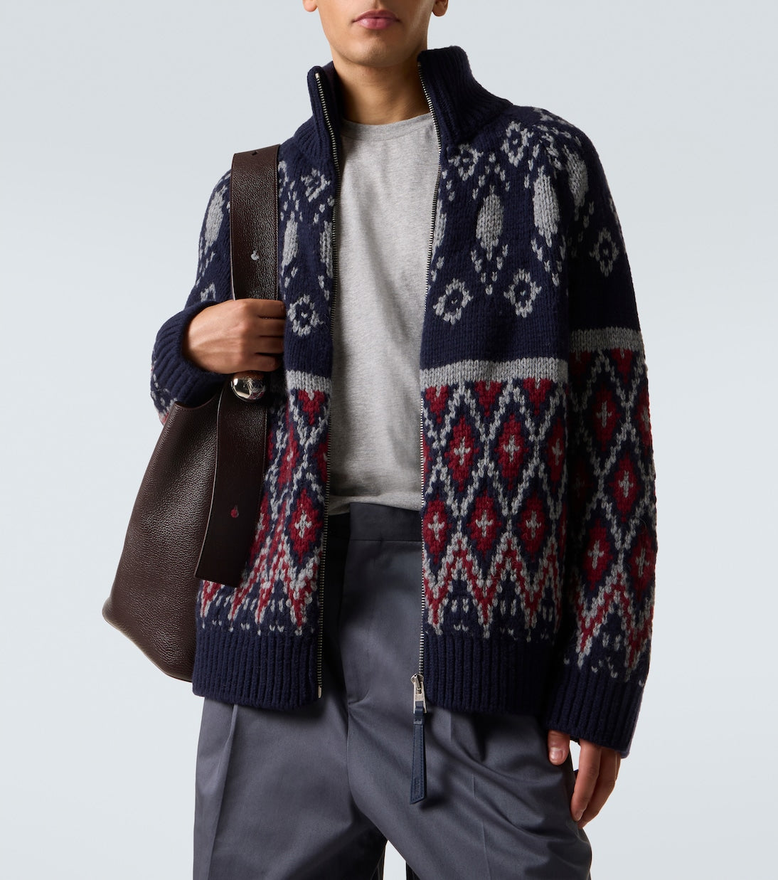 Loewe - Wool jacquard zip-up sweater
