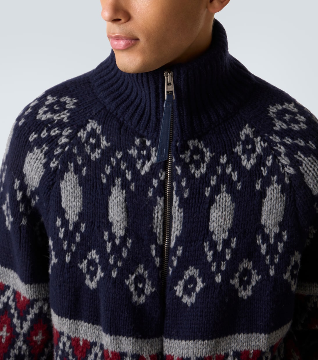 Loewe - Wool jacquard zip-up sweater