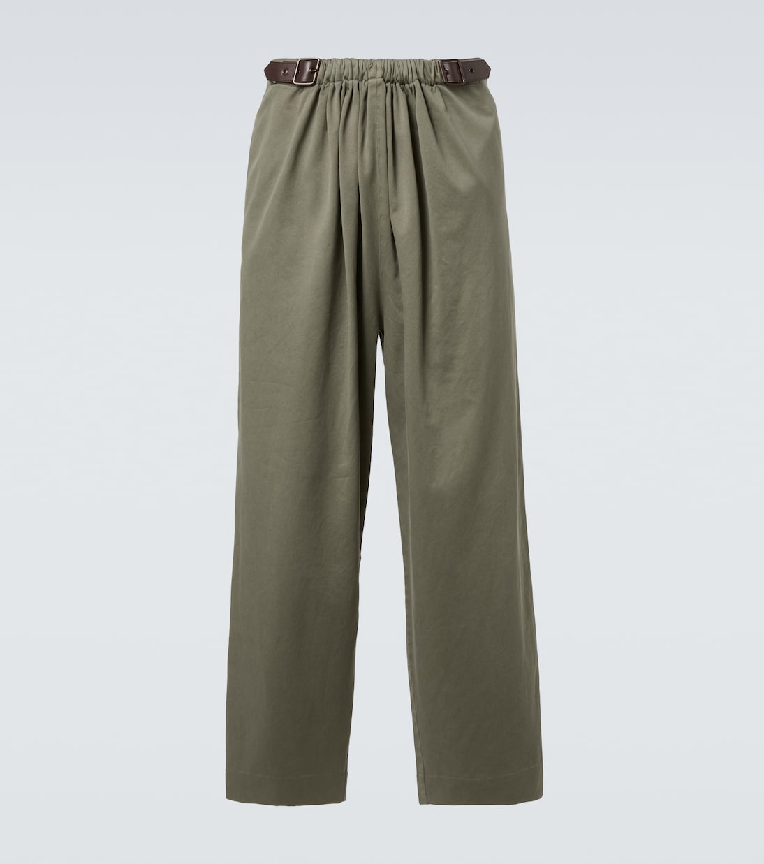 Loewe - Belted cotton satin straight pants