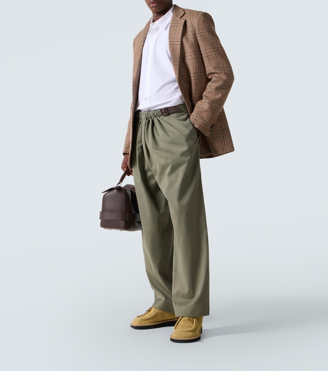 Loewe - Belted cotton satin straight pants