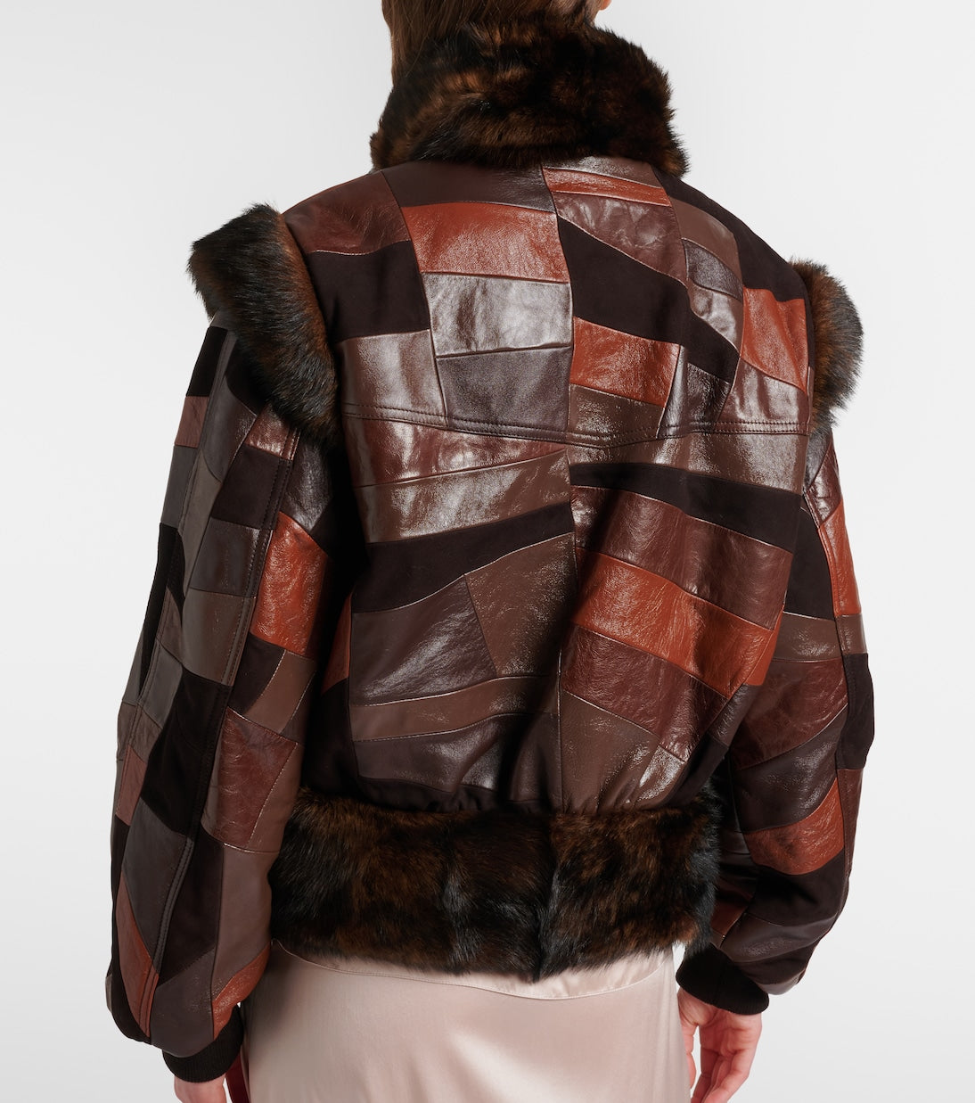 Chloé - Shearling-trimmed leather bomber jacket