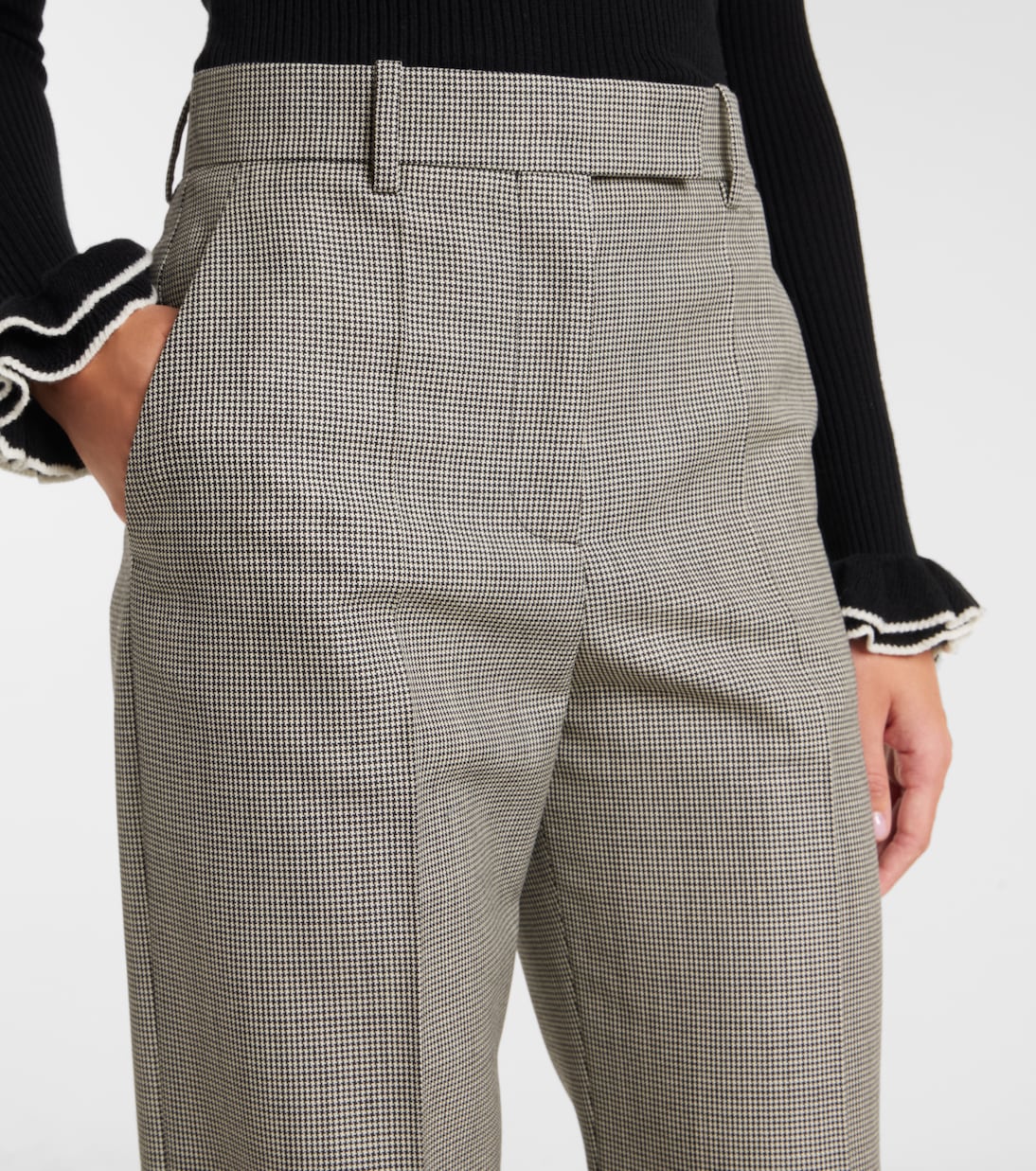 Valentino Garavani - Checked wool and mohair wide-leg pants