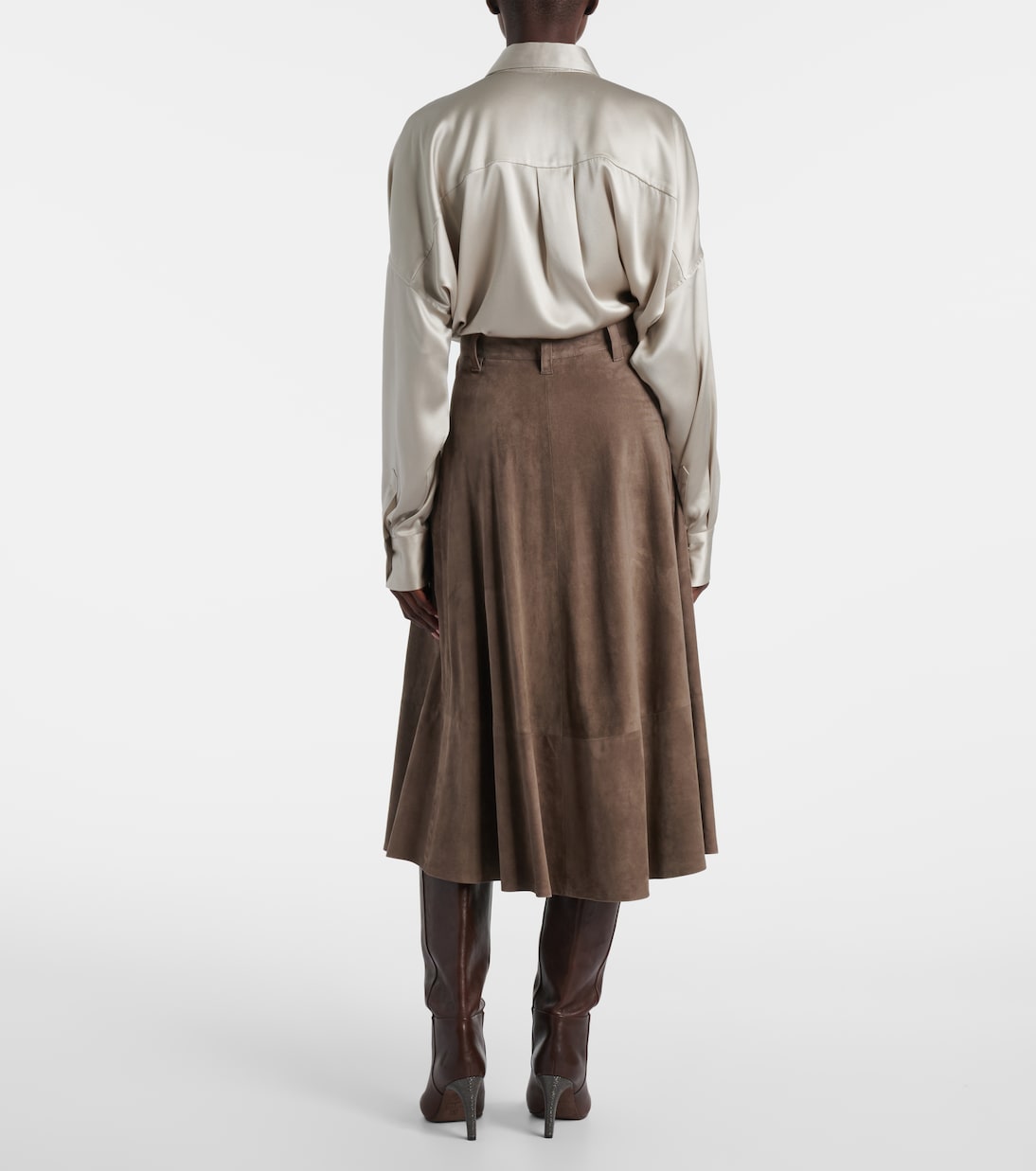 Brunello Cucinelli - Suede midi skirt