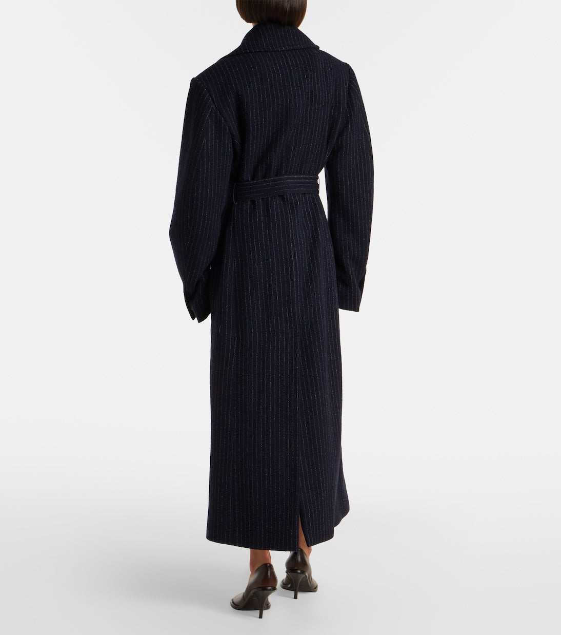 Dries Van Noten - Belted pinstriped wool coat