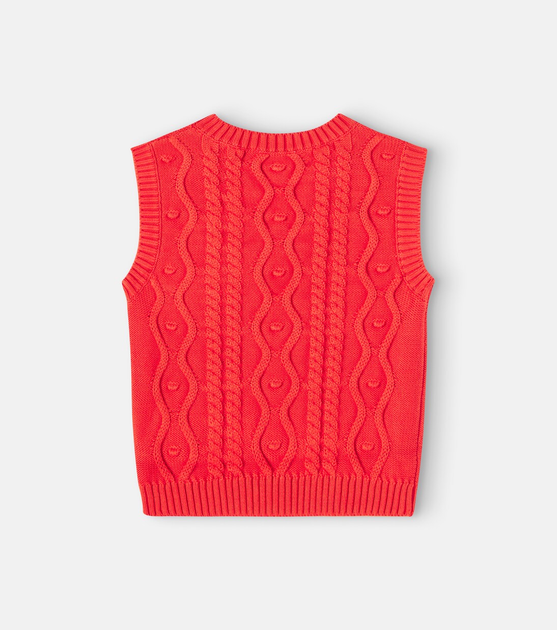 Mini Rodini - Panda cable-knit cotton vest