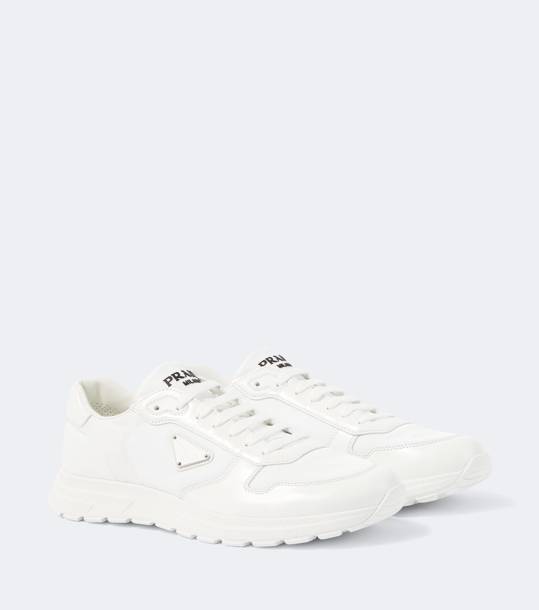 Prada - Logo leather-trimmed sneakers