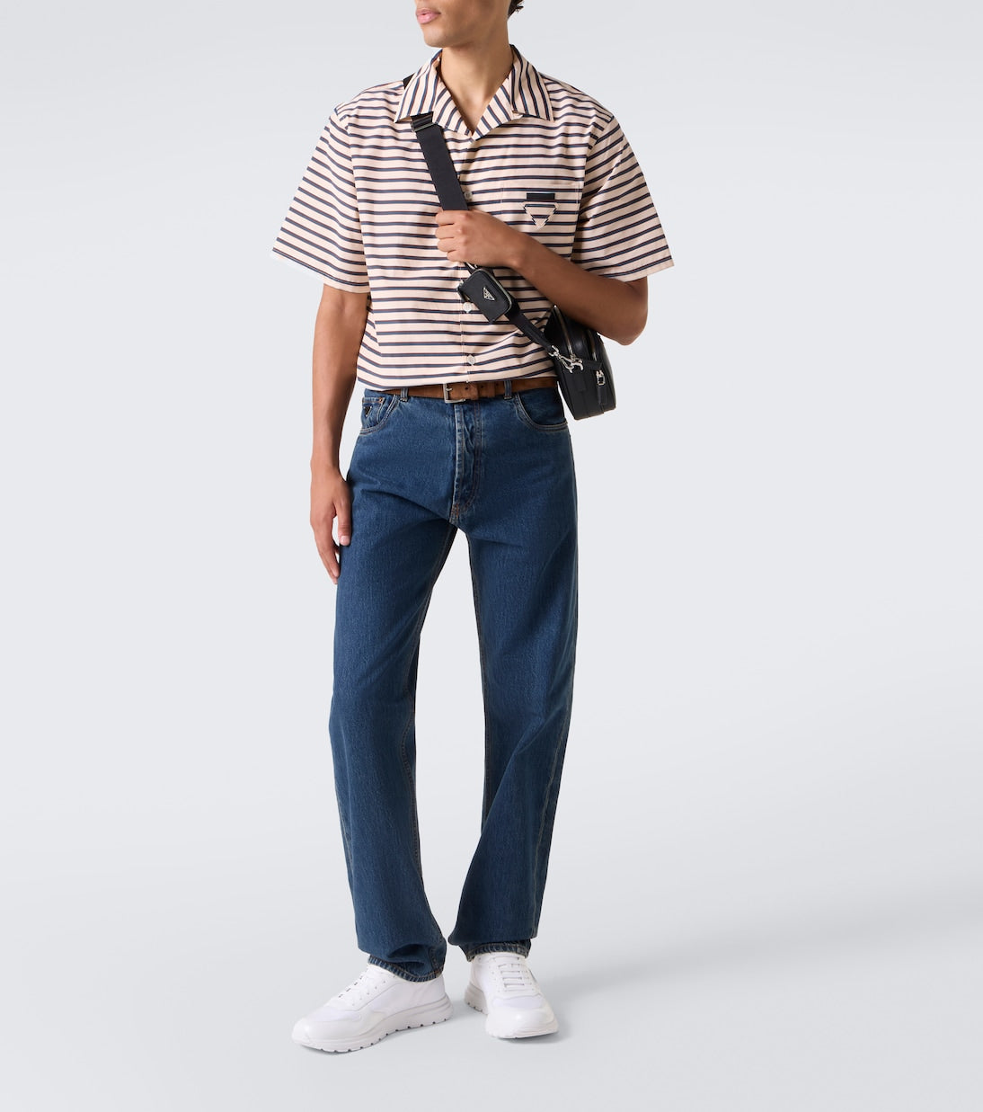 Prada - Logo leather-trimmed sneakers