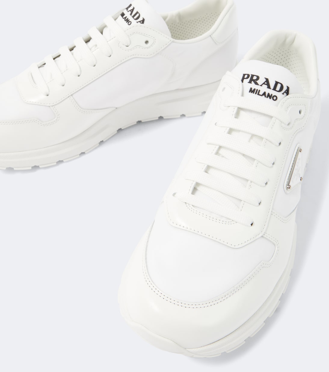 Prada - Logo leather-trimmed sneakers