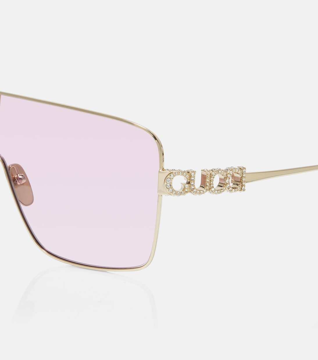 Gucci - Crystal-embellished shield sunglasses