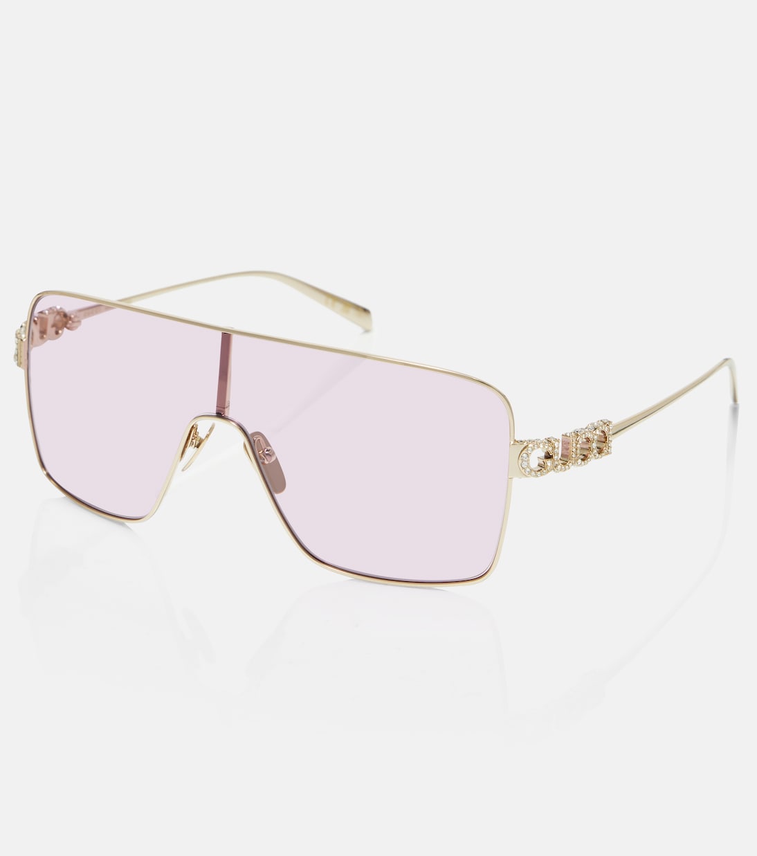 Gucci - Crystal-embellished shield sunglasses