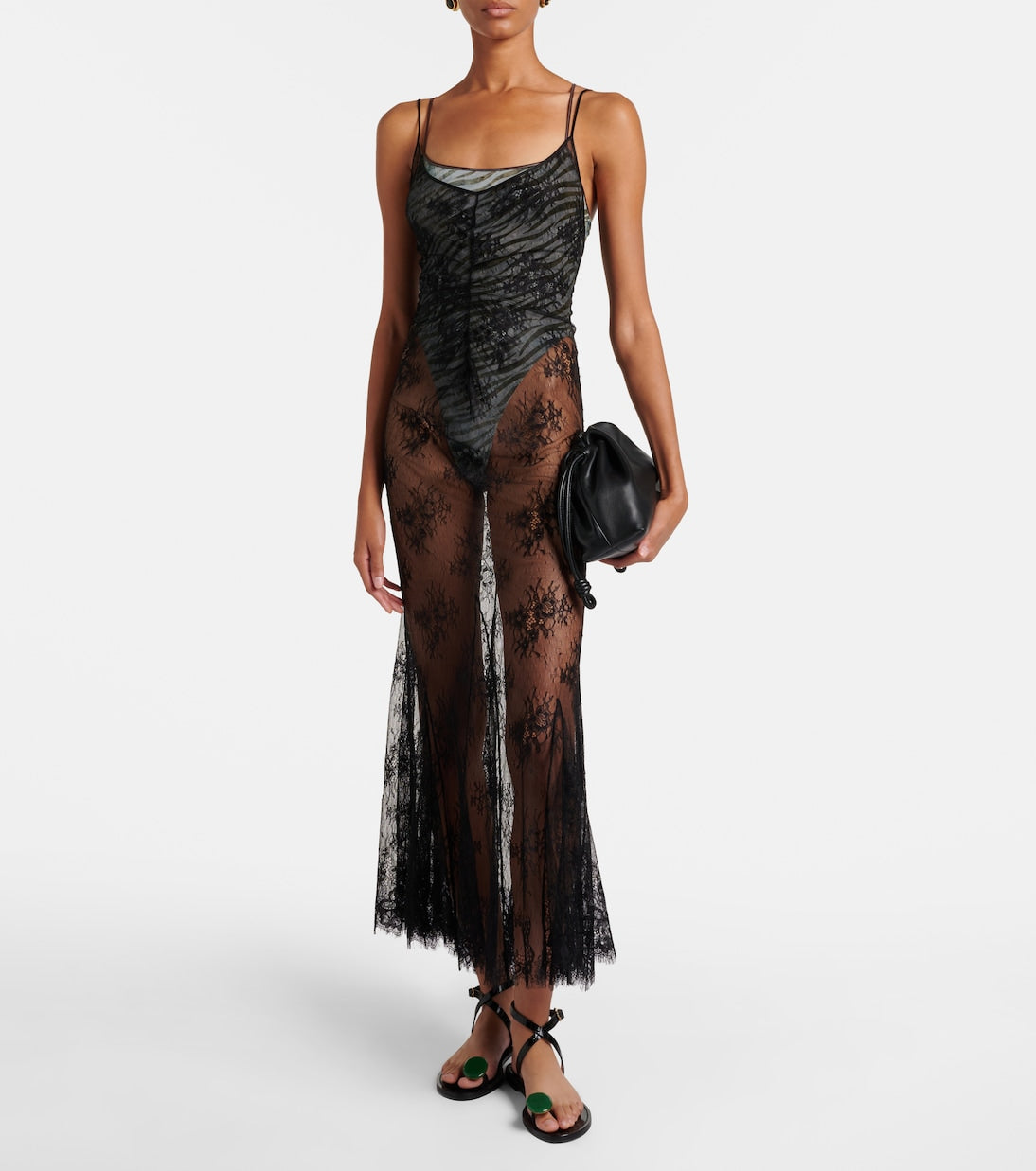 Jacques Wei - Jersey bodysuit and silk maxi dress set