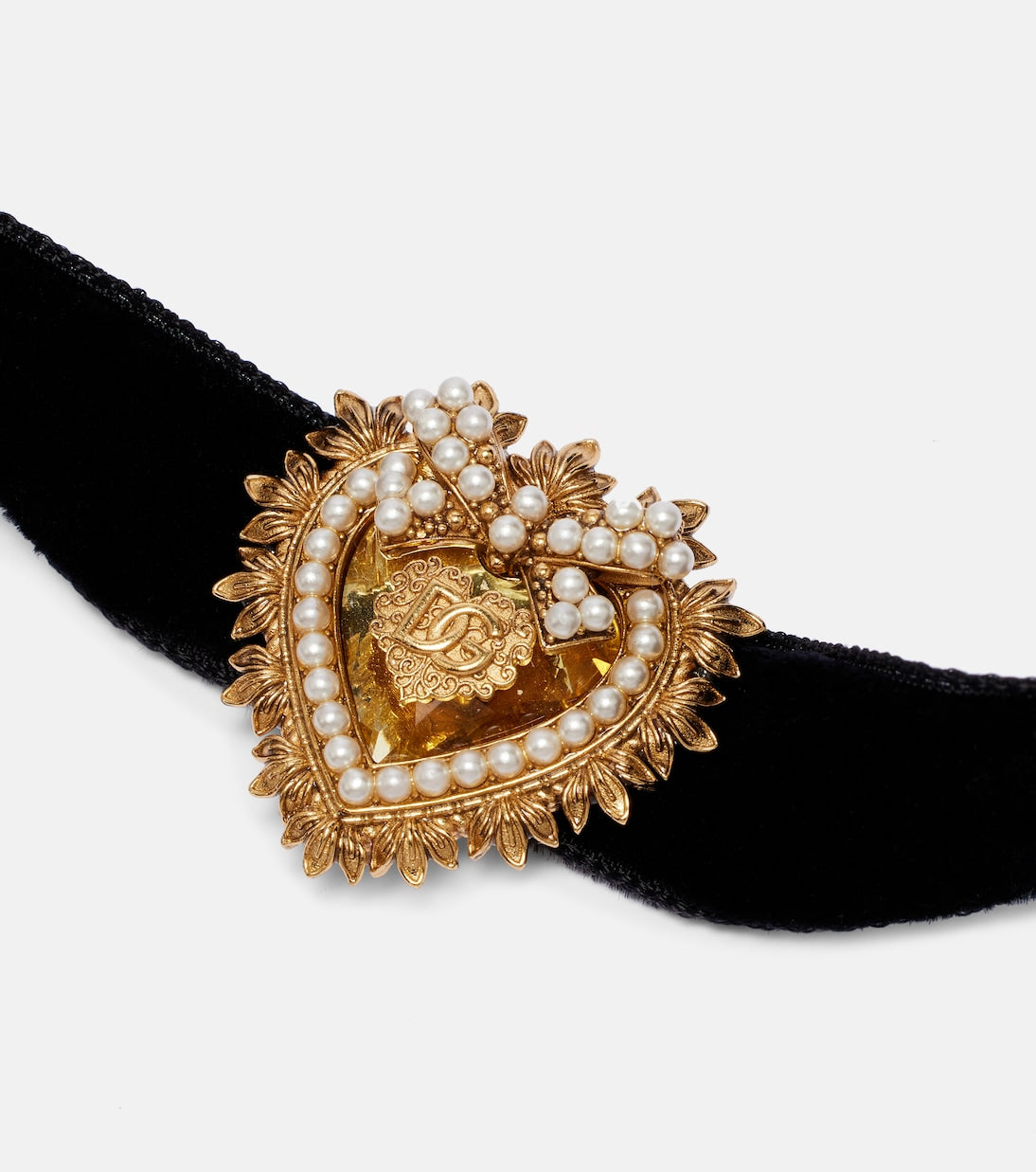 Dolce&Gabbana - Devotion embellished velvet choker
