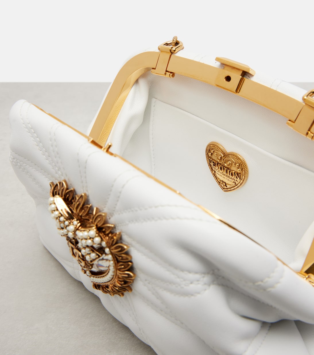 Dolce&Gabbana - Devotion Small embellished leather clutch