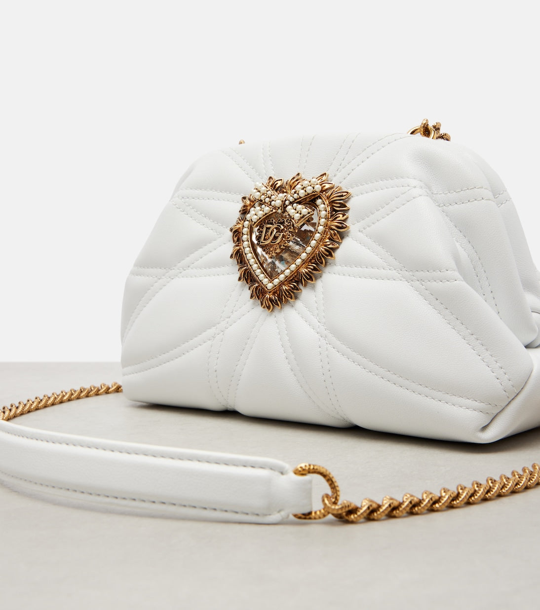 Dolce&Gabbana - Devotion Small embellished leather clutch