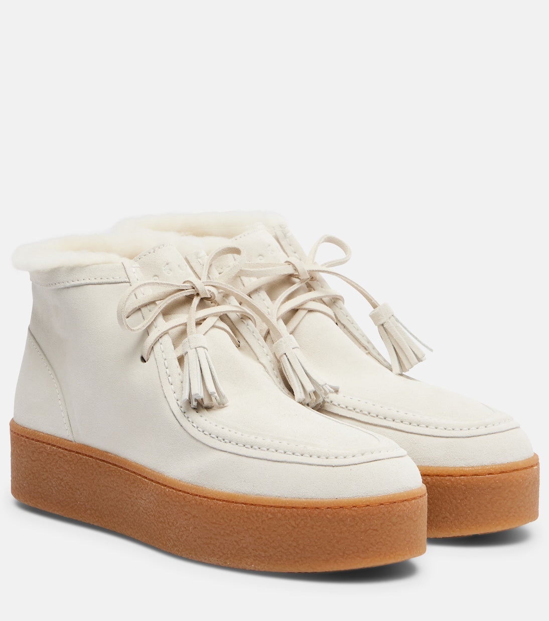 Hogan - Shearling-trimmed suede ankle boots