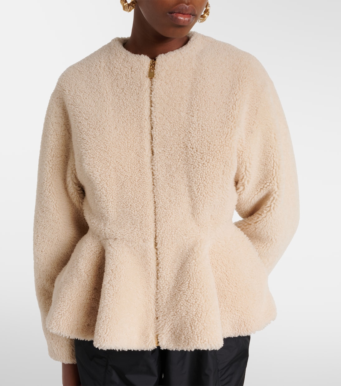 Alaïa - Peplum shearling jacket