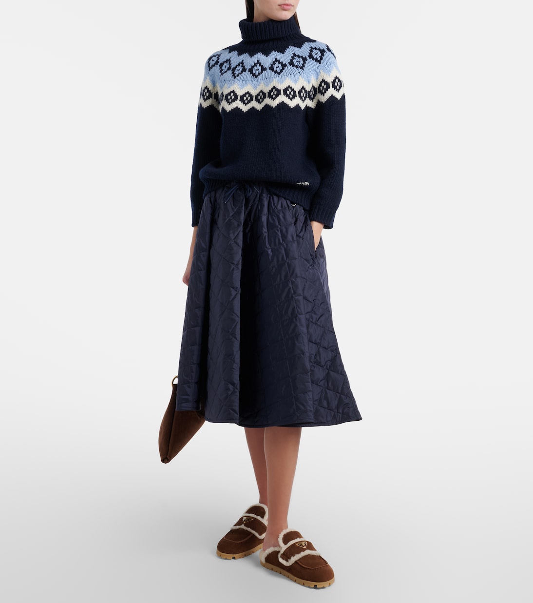Prada - Shearling-lined suede mules