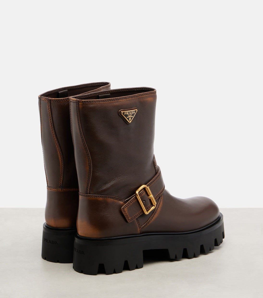 Prada - Logo leather biker boots