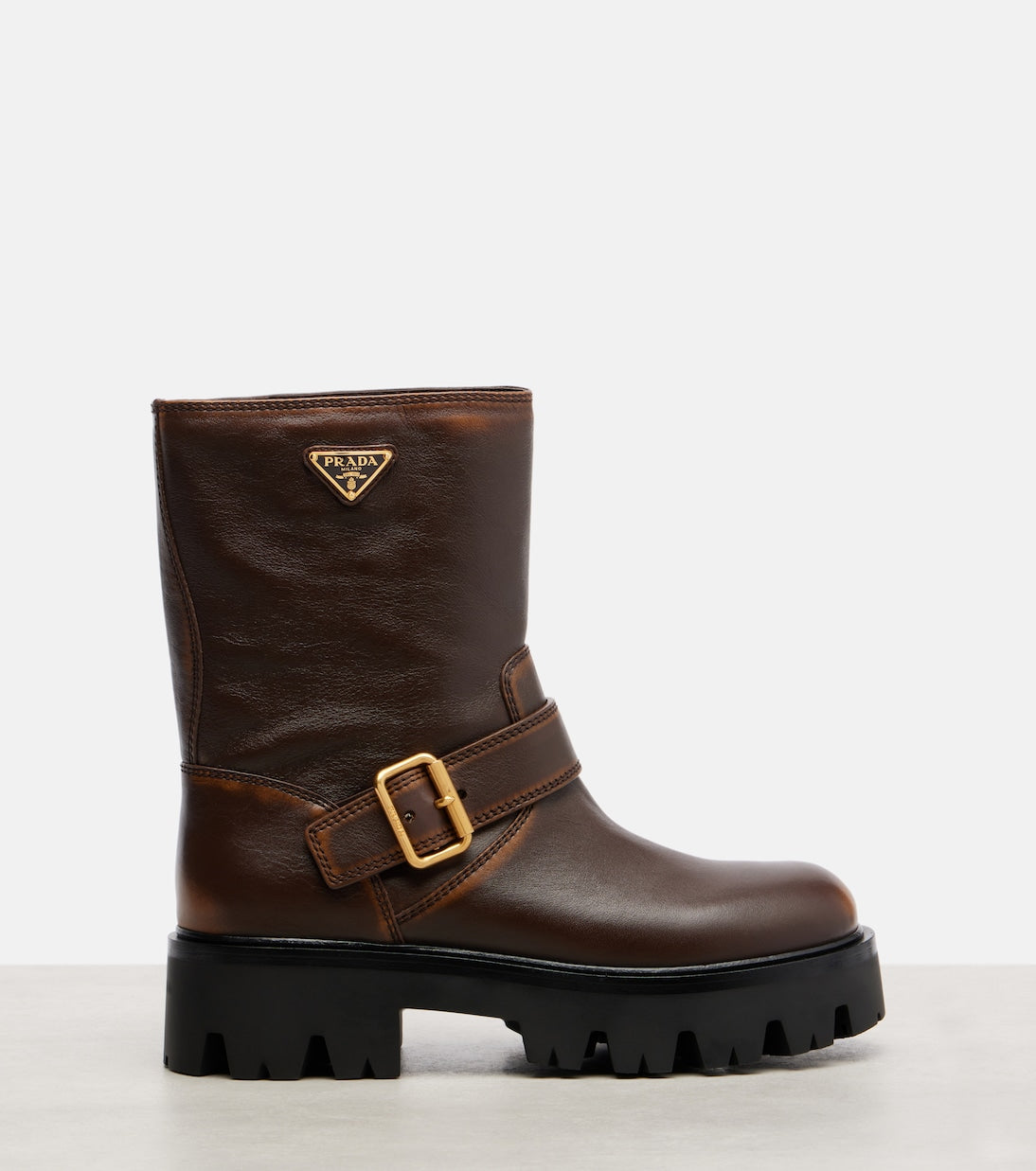 Prada - Logo leather biker boots