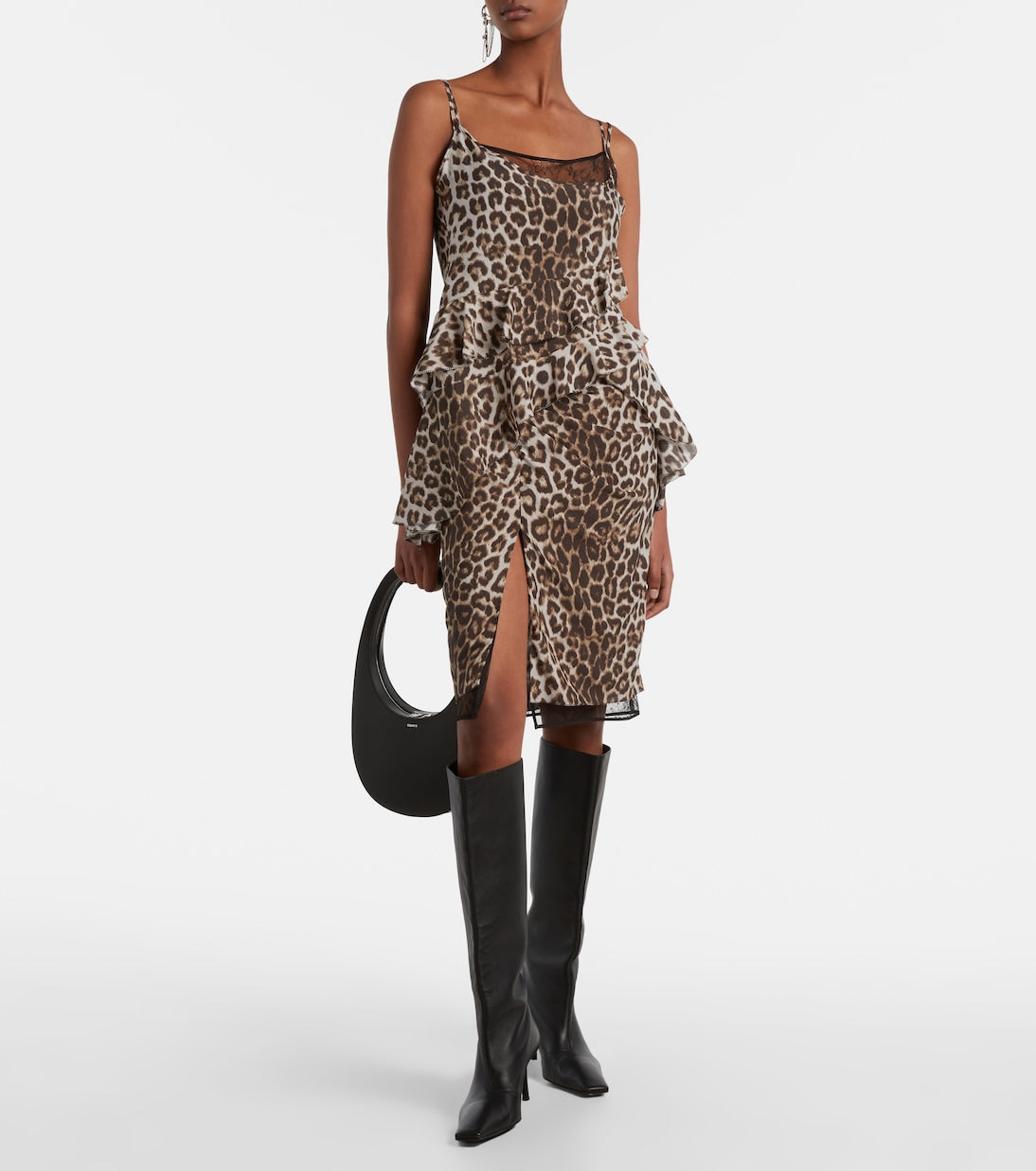 Jacques Wei - Leopard-print ruffled silk camisole