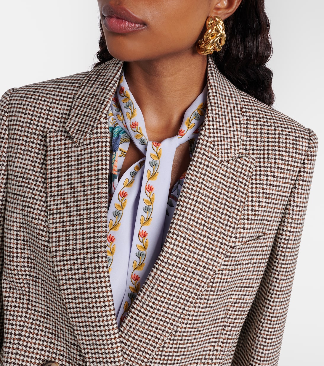 Etro - Checked double-breasted wool-blend blazer