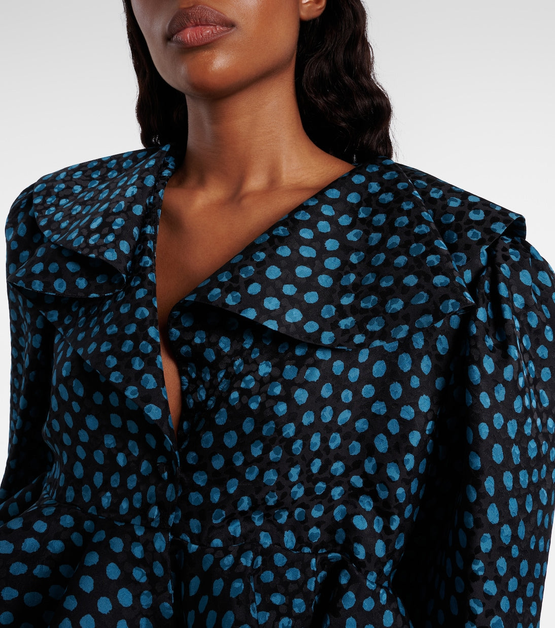 Chloé - Polka-dot peplum silk jacquard blouse