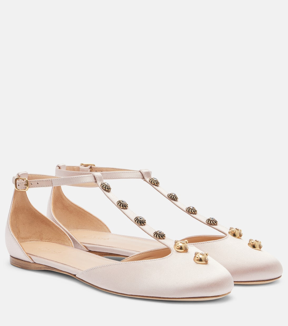 Chloé - Celeste embellished satin flats