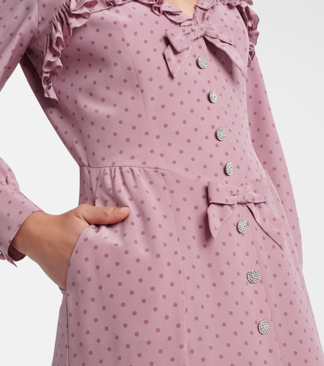 Alessandra Rich - Polka-dot ruffled silk midi dress