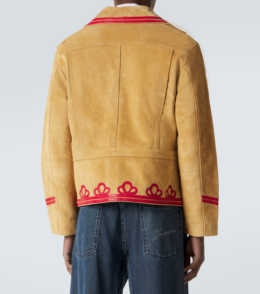 Bode - Trefoil leather-trimmed suede jacket