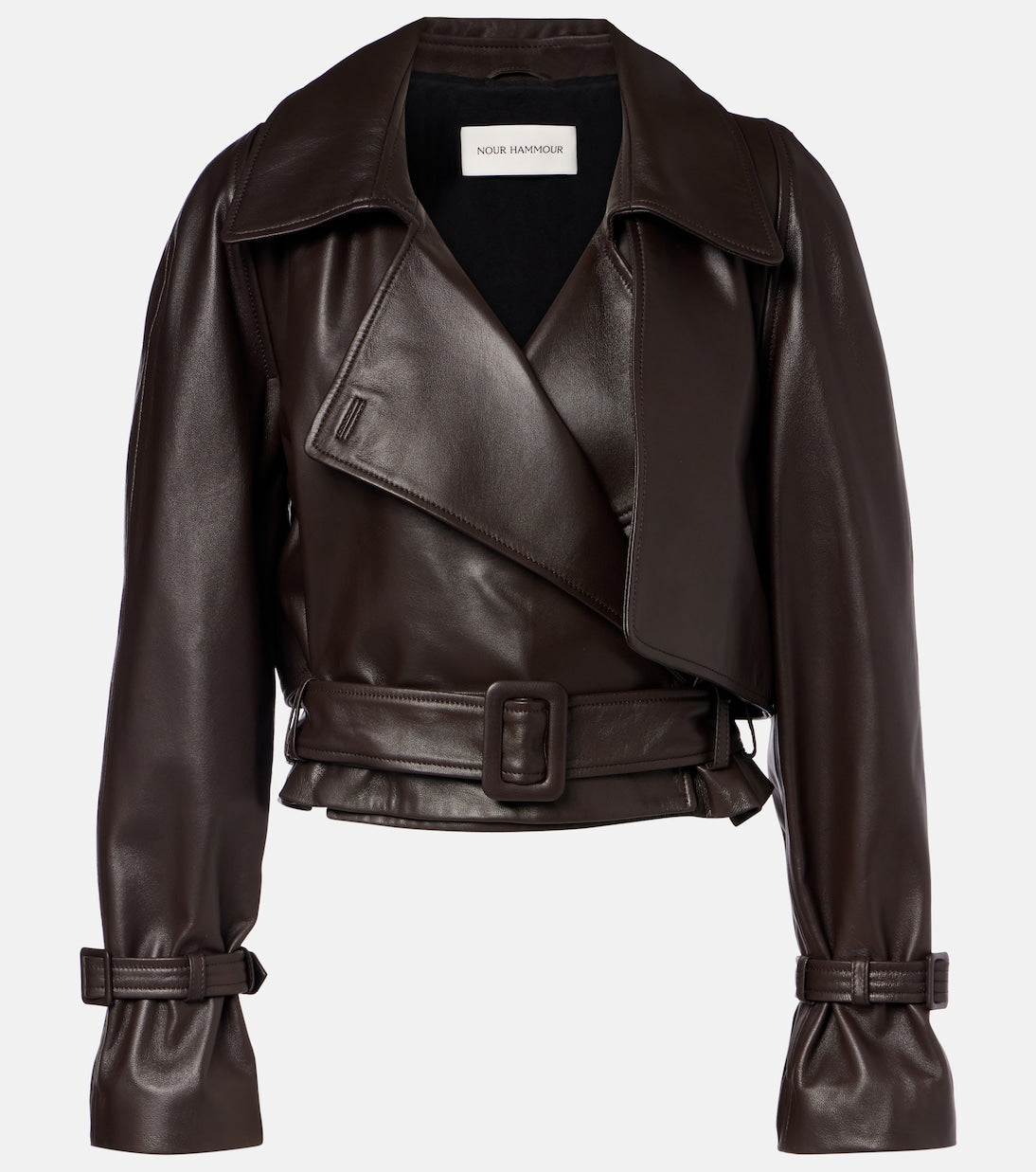 Nour Hammour - Hatti cropped leather jacket