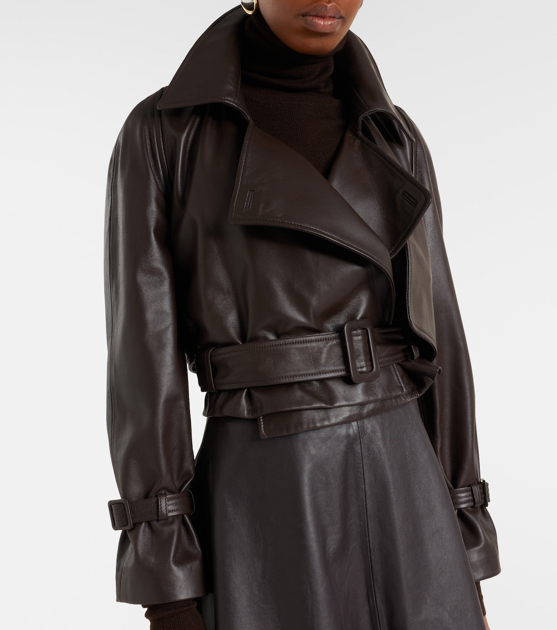 Nour Hammour - Hatti cropped leather jacket