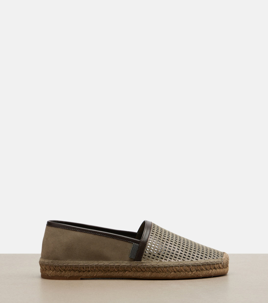Brunello Cucinelli - Perforated leather and suede espadrilles