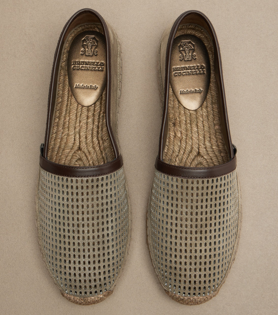 Brunello Cucinelli - Perforated leather and suede espadrilles