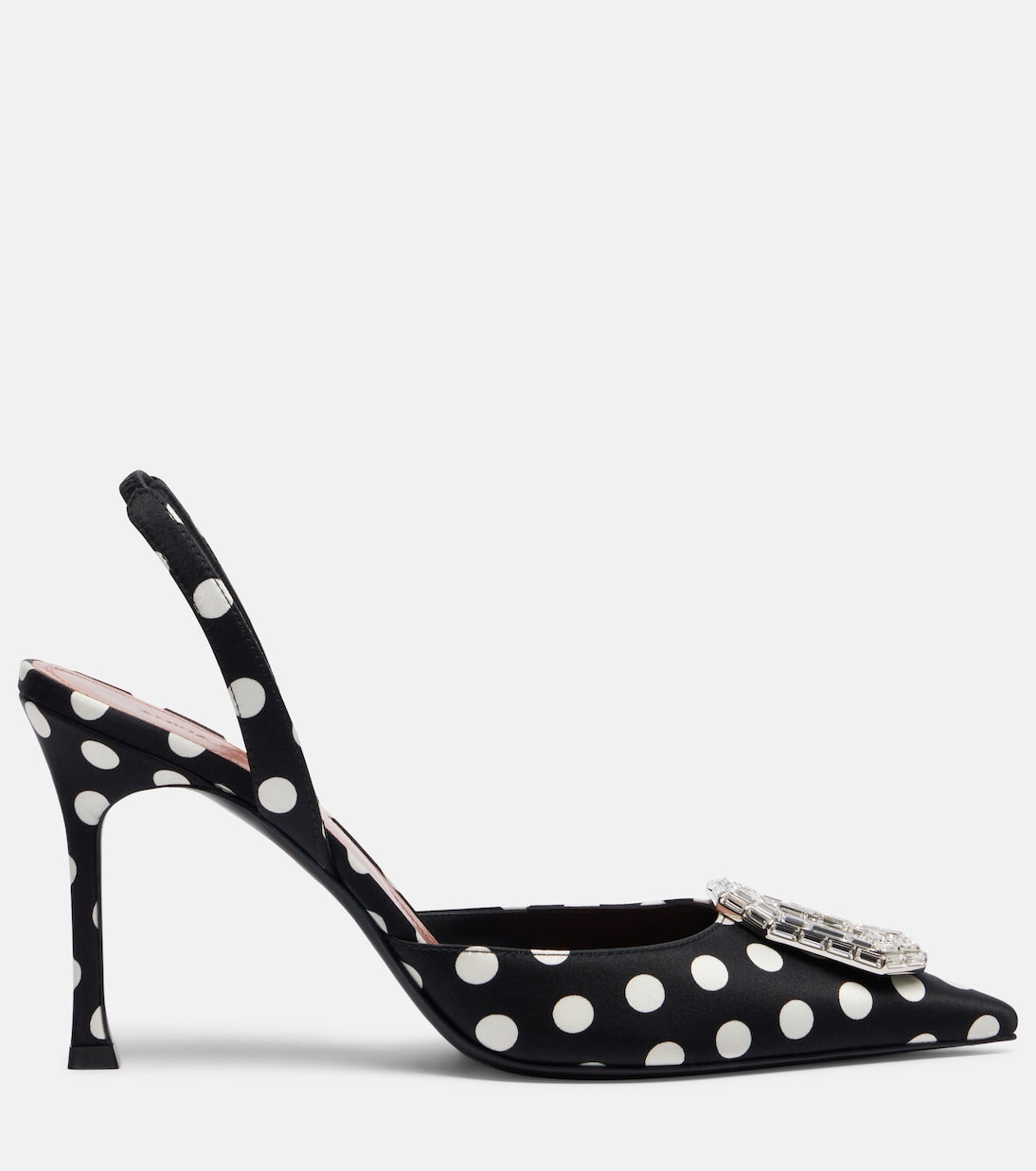 Amina Muaddi - Camelia polka-dot satin slingback pumps