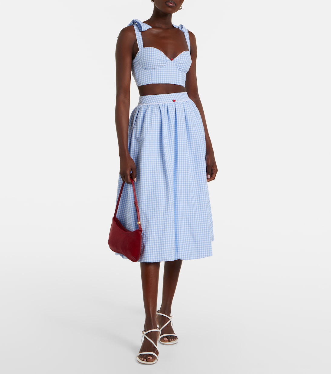 Bananhot - Alba gingham cotton poplin crop top