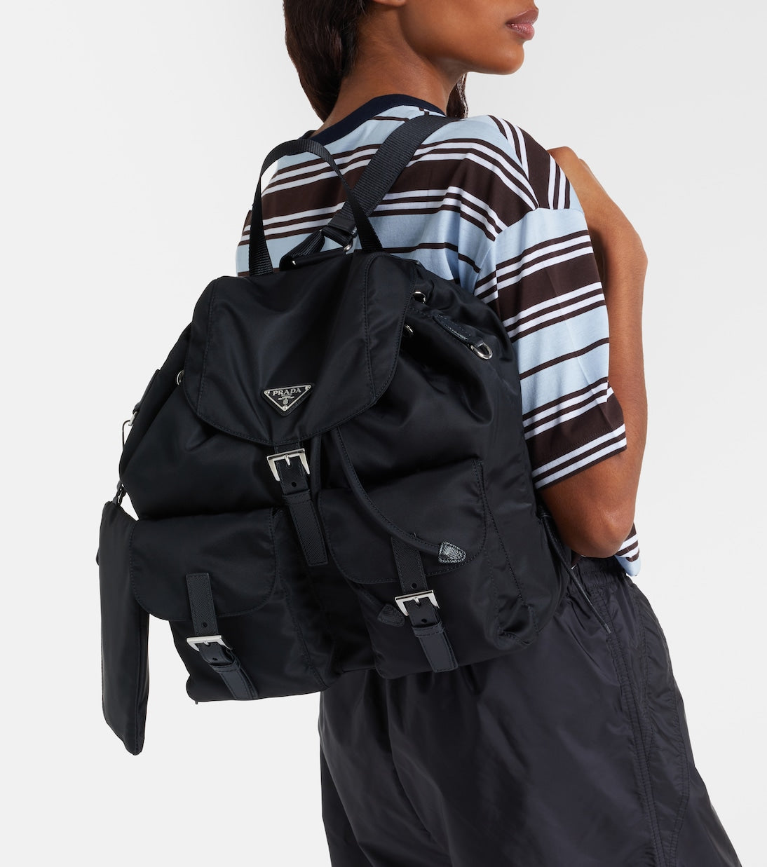 Prada - Re-Nylon Medium leather-trimmed backpack