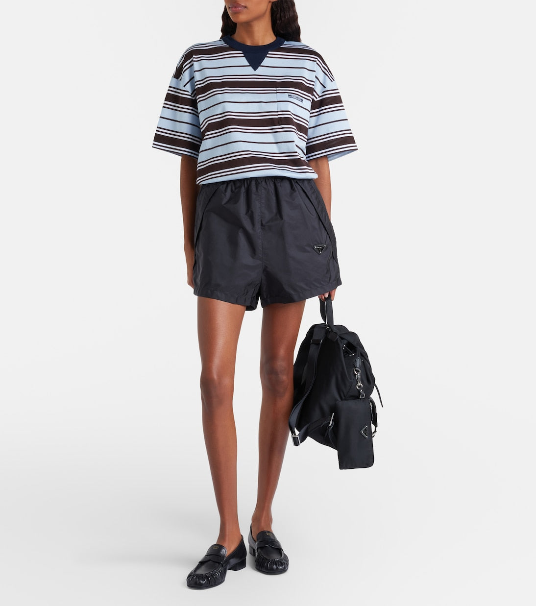 Prada - Re-Nylon Medium leather-trimmed backpack