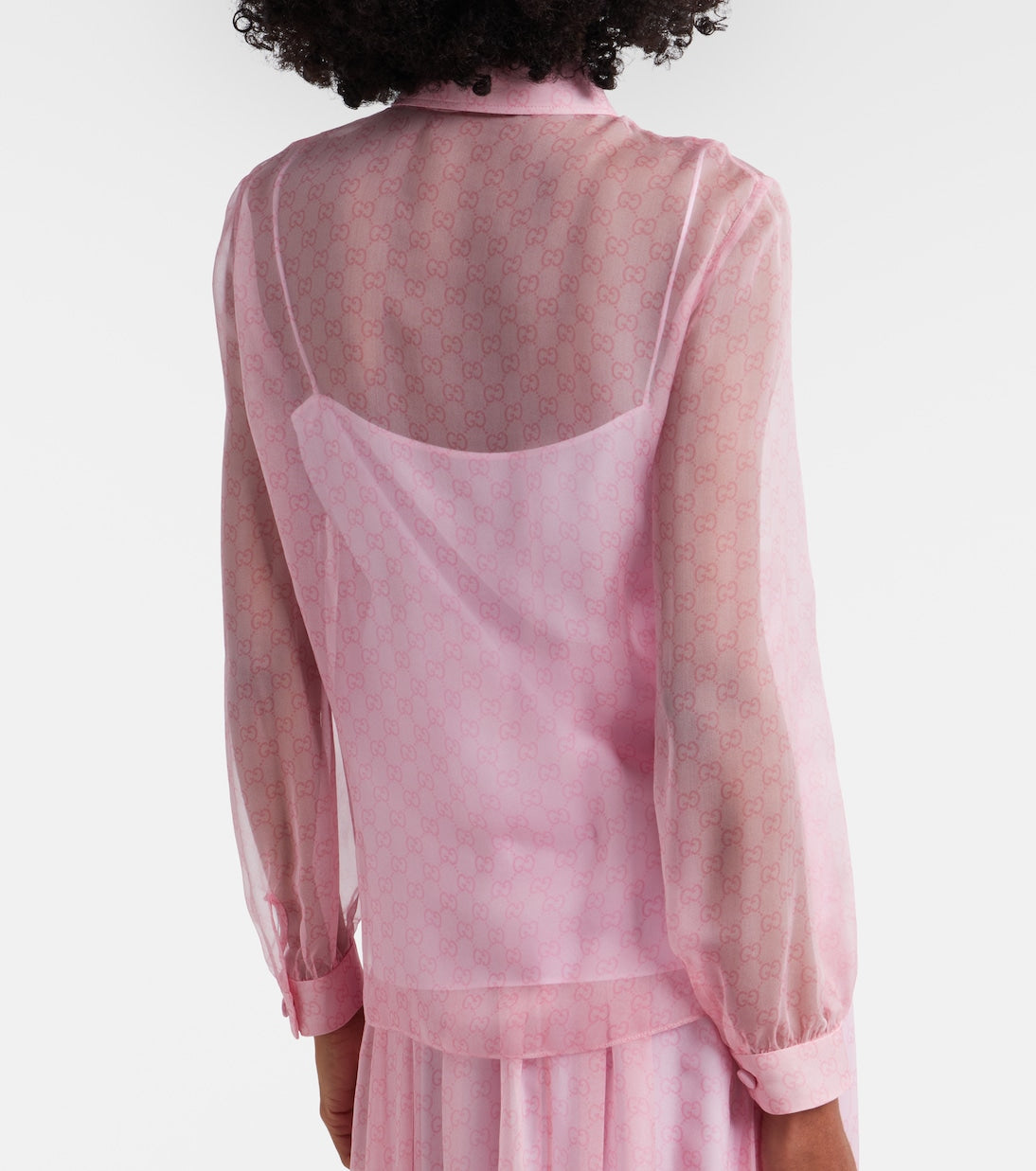 Gucci - GG tie-neck printed chiffon shirt