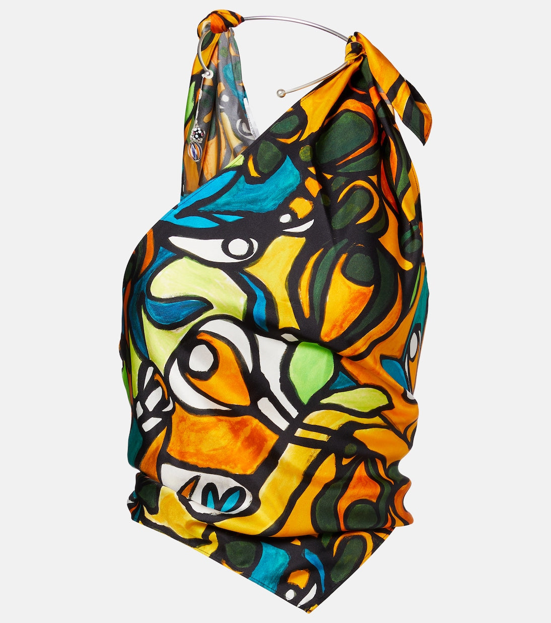 Christopher Esber - Printed draped silk top