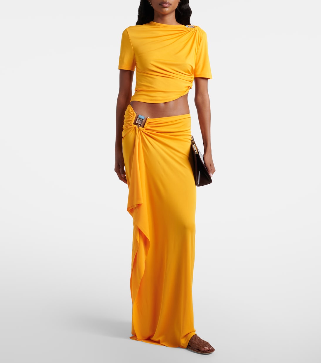 Christopher Esber - Embellished gathered jersey maxi skirt